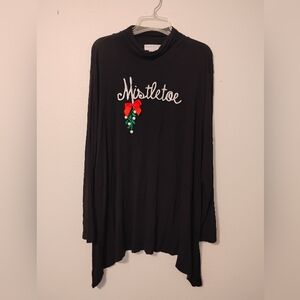 Northstyle Rayon Embroidered Mistletoe Bow Bead Turtle Neck Long Sleeve Shirt